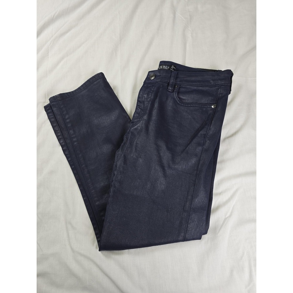 Lauren Ralph Lauren Jeans Womens 8P Blue Mid Rise Straight Coated Stretch Denim